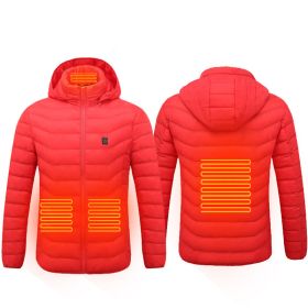 New Heated Jacket Coat USB Electric Jacket Cotton Coat Heater Thermal Clothing Heating Vest Men's Clothes Winter (Option: Red Zone4-XL)