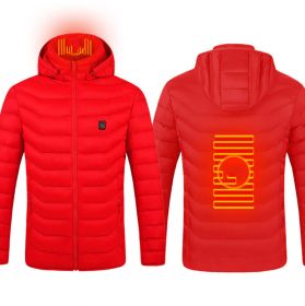 New Heated Jacket Coat USB Electric Jacket Cotton Coat Heater Thermal Clothing Heating Vest Men's Clothes Winter (Option: Red Zone2-L)